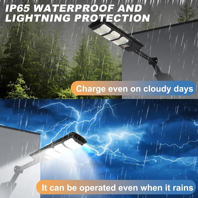 Alt view image 3 of 7 - Solar Lights Outdoor Waterproof 2 Pack - Solar Flood Light Outdoor Motion Sensor LED 6500K Security Light Remote Street Lights Dusk to Dawn Wall Mount for Yard Parking