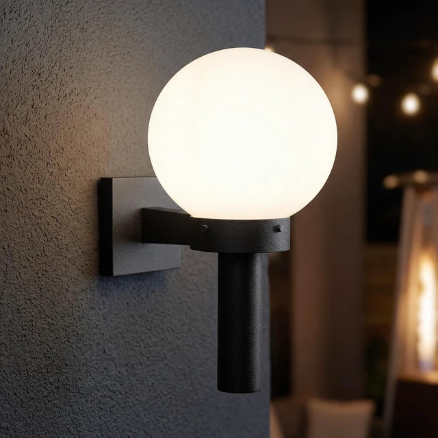 Alt view image 2 of 7 - Progress Lighting Acrylic Globe Outdoor Wall Lantern Light, Black