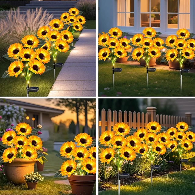 Alt view image 6 of 7 - ostritec Solar Lights Outdoor Garden Decor 4 Pack, 24 Sunflower, Waterproof