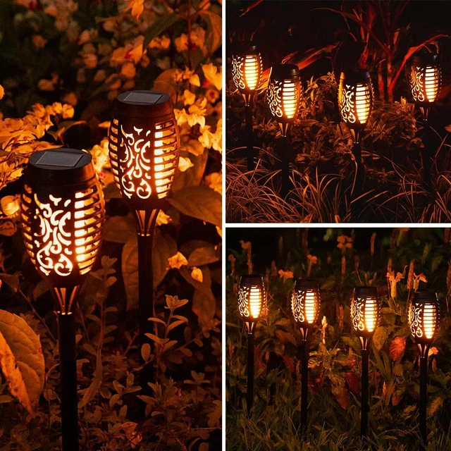 Alt view image 3 of 7 - 16Pack Solar Torch Light Outdoor Flickering Flame for Halloween Decorations