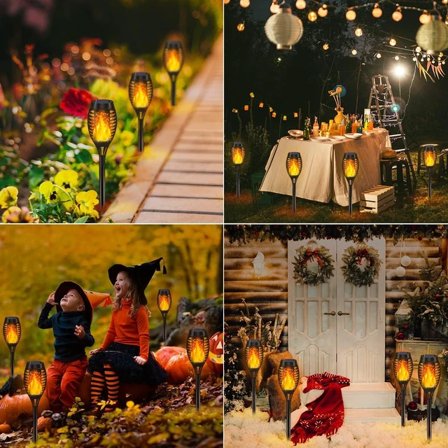 Alt view image 2 of 7 - 16Pack Solar Torch Light Outdoor Flickering Flame for Halloween Decorations