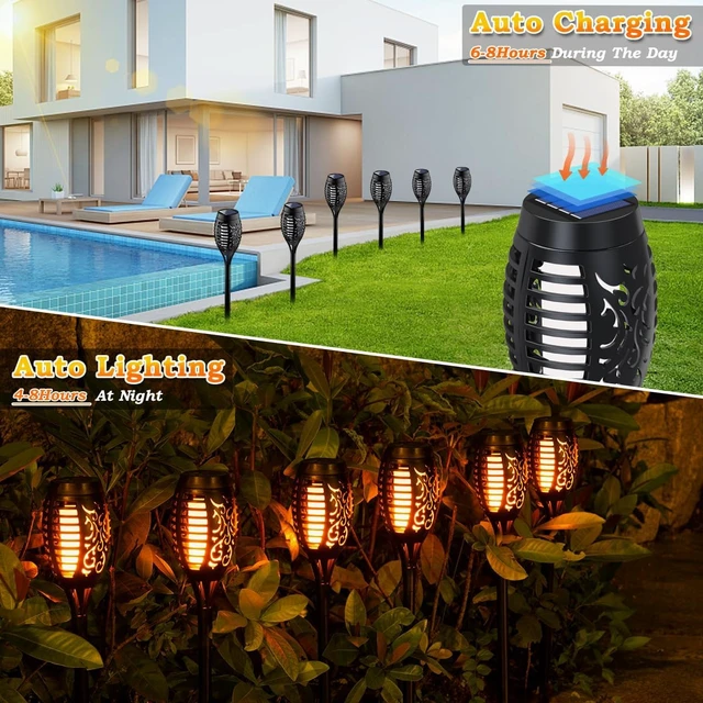 Alt view image 4 of 7 - 16Pack Solar Torch Light Outdoor Flickering Flame for Halloween Decorations