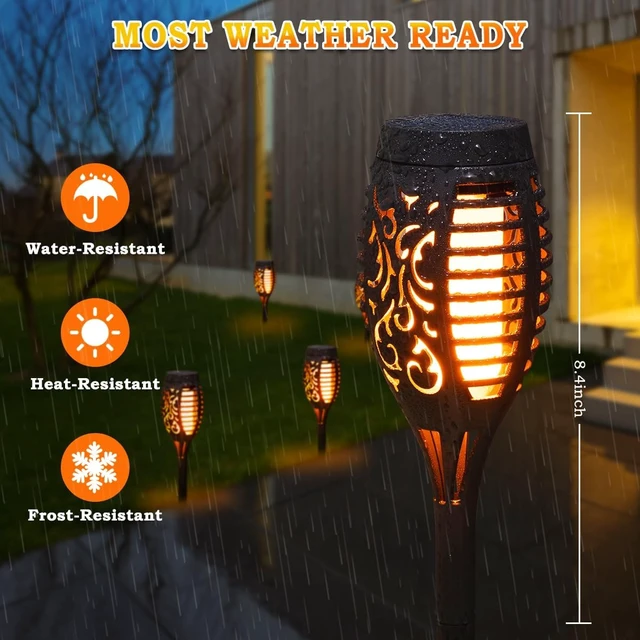 Alt view image 5 of 7 - 16Pack Solar Torch Light Outdoor Flickering Flame for Halloween Decorations