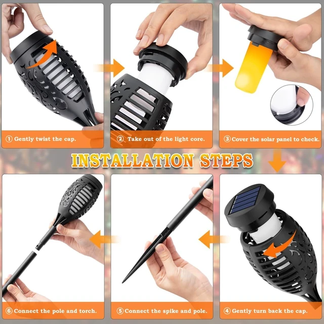 Alt view image 7 of 7 - 16Pack Solar Torch Light Outdoor Flickering Flame for Halloween Decorations