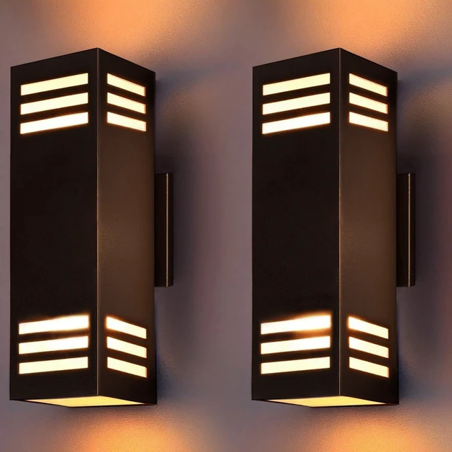 Main image of wowlite Dusk to Dawn Outdoor Wall Sconce, Oil-Rubbed Bronze Square, 2 Pack