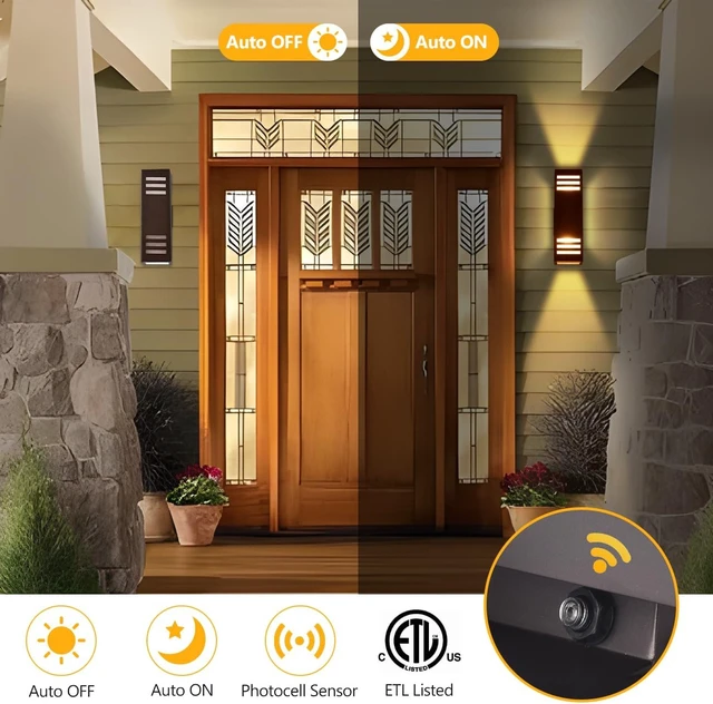 Alt view image 2 of 7 - wowlite Dusk to Dawn Outdoor Wall Sconce, Oil-Rubbed Bronze Square, 2 Pack