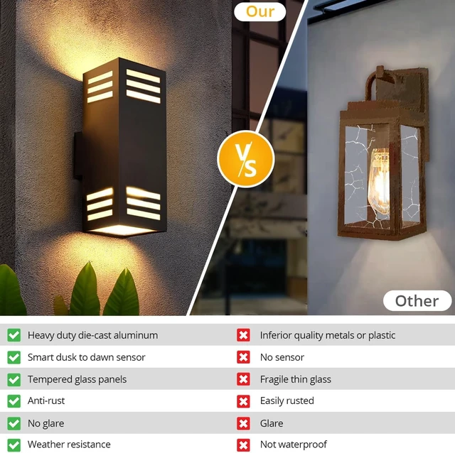Alt view image 5 of 7 - wowlite Dusk to Dawn Outdoor Wall Sconce, Oil-Rubbed Bronze Square, 2 Pack
