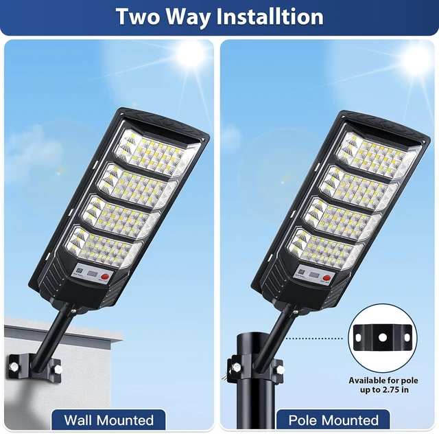 Alt view image 2 of 7 - Yusist 4 Pack Solar Street Lights Outdoor Waterproof, 6500K LED Motion Sensor Lights, Dusk to Dawn Solar Flood Lights with Remote,Parking Lot Light,Commercial Area Lighting for Outside