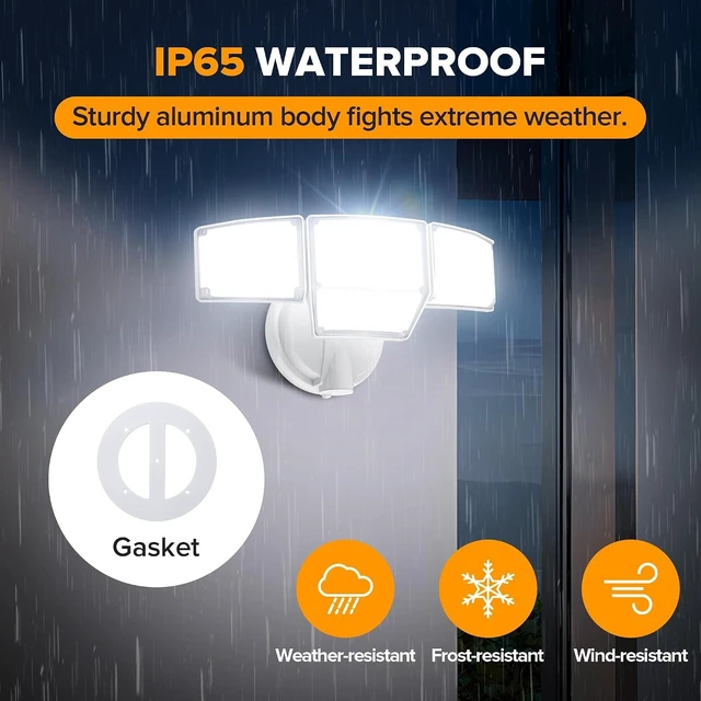 Alt view image 4 of 7 - LUTEC 80W 9000LM Flood Lights Outdoor, Hardwired Switch Controlled LED Security Lights with 4 Heads, IP65 Waterproof, 5000K Daylight for Garage, Yard, Patio (White)