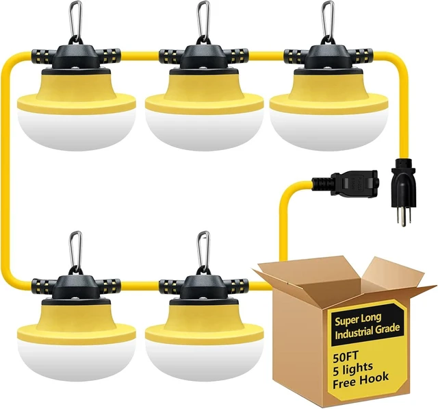 Main image of New Upgrade 50FT Construction String Lights LED Industrial Grade 3Prong