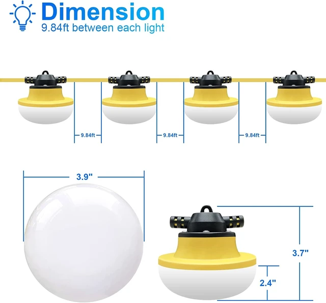 Alt view image 3 of 7 - New Upgrade 50FT Construction String Lights LED Industrial Grade 3Prong