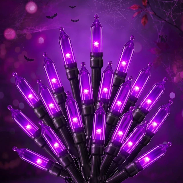Main image of 2 Pack Purple Halloween Lights, 100LED Outdoor Indoor Christmas Mini Lights