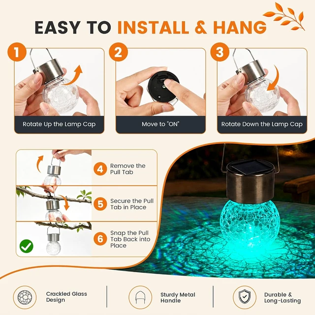 Alt view image 4 of 7 - GIGALUMI Solar Hanging Lights Outside Solar Christmas Decoration Light 12Pc