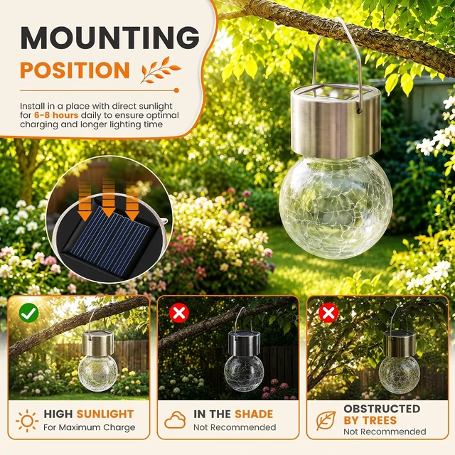 Alt view image 7 of 7 - GIGALUMI Solar Hanging Lights Outside Solar Christmas Decoration Light 12Pc