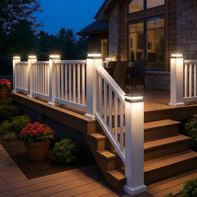 Alt view image 7 of 7 - kolpop 4x4 Solar Post Cap Lights Outdoor 12Pack- 3 Color Temperatures& 2 Level Brightness, IP65 Waterproof, 16 LED Black Fence Deck Post Light Solar Powered Only for 4×4/3.5×3.5 Wood/Vinyl Posts