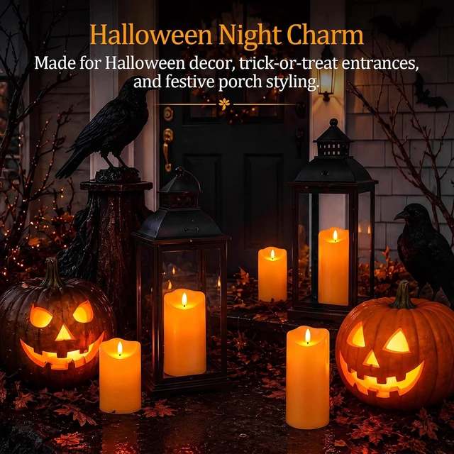 Alt view image 3 of 7 - Homemory Halloween Orange Waterproof LED Candles, Remote Timer, Set of 6
