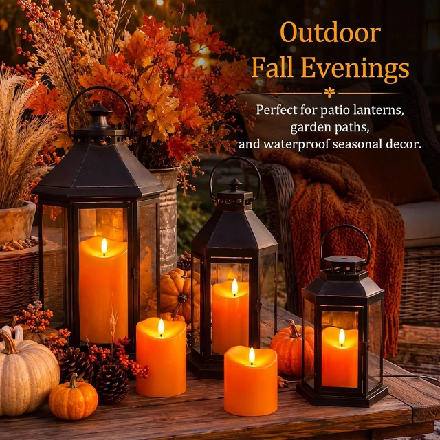 Alt view image 5 of 7 - Homemory Halloween Orange Waterproof LED Candles, Remote Timer, Set of 6