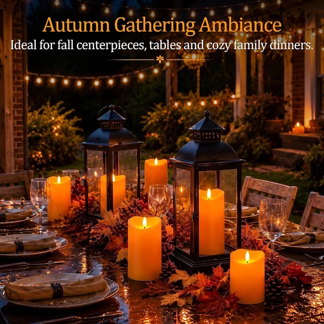 Alt view image 4 of 7 - Homemory Halloween Orange Waterproof LED Candles, Remote Timer, Set of 6