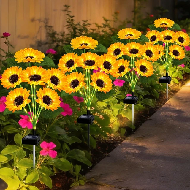 Main image of 4 Pack Solar Sunflower Lights with 24 Solar Flowers Garden Decor