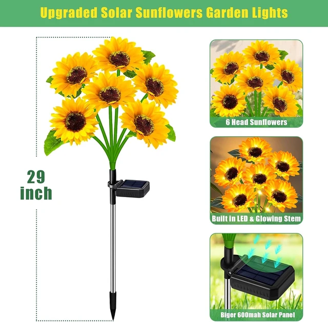Alt view image 2 of 7 - 4 Pack Solar Sunflower Lights with 24 Solar Flowers Garden Decor