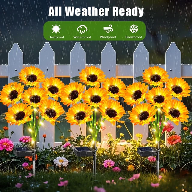 Alt view image 6 of 7 - 4 Pack Solar Sunflower Lights with 24 Solar Flowers Garden Decor