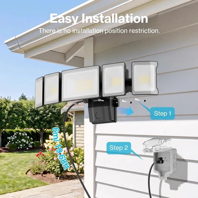 Alt view image 5 of 7 - Olafus 180W Flood Lights Outdoor Plug in, Switch Controlled for Backyard