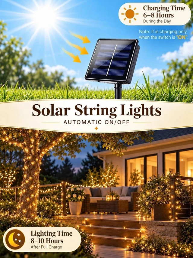 Alt view image 4 of 7 - BHCLIGHT Solar String Lights Outdoor, 2 Pack 80 FT 200 LED Fairy Lights
