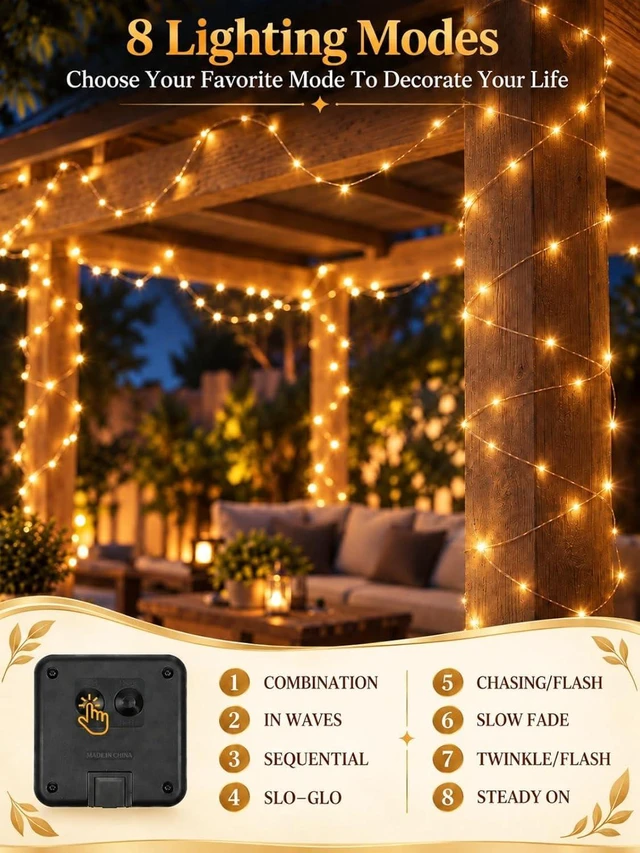 Alt view image 5 of 7 - BHCLIGHT Solar String Lights Outdoor, 2 Pack 80 FT 200 LED Fairy Lights