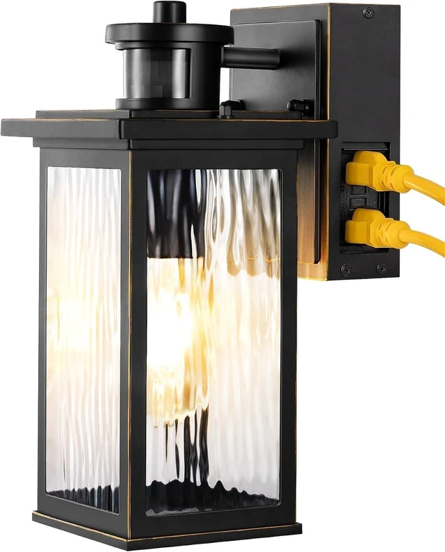 Main image of EDISHINE Outdoor Wall Lights with GFCI Outlet, Motion Sensor Dusk to Dawn