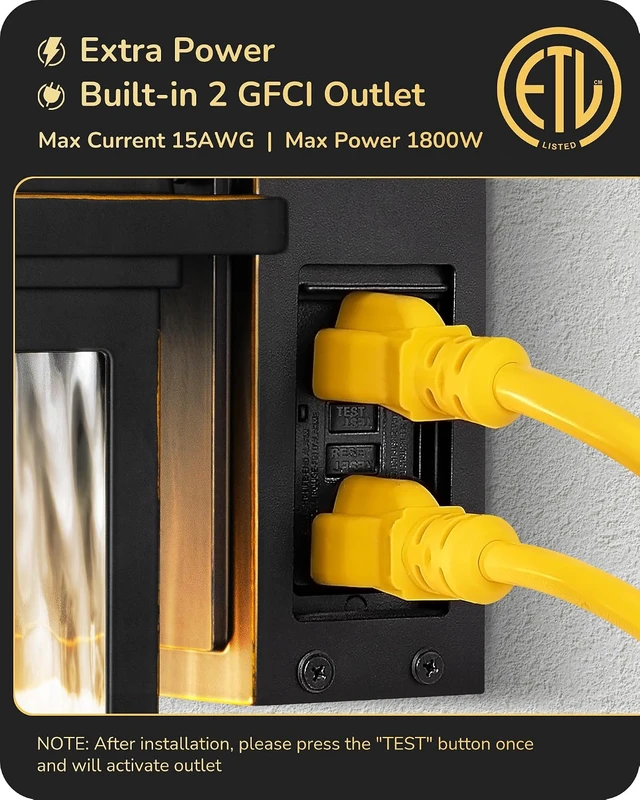Alt view image 2 of 7 - EDISHINE Outdoor Wall Lights with GFCI Outlet, Motion Sensor Dusk to Dawn
