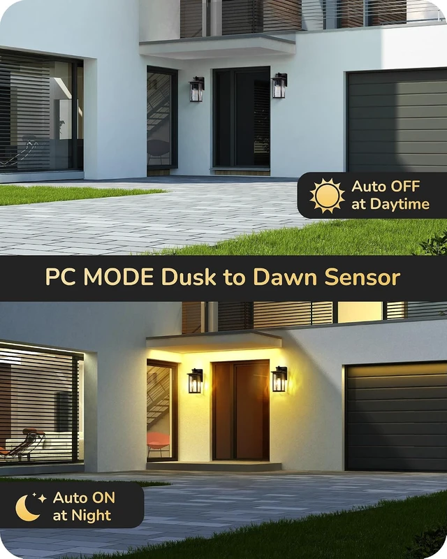 Alt view image 4 of 7 - EDISHINE Outdoor Wall Lights with GFCI Outlet, Motion Sensor Dusk to Dawn