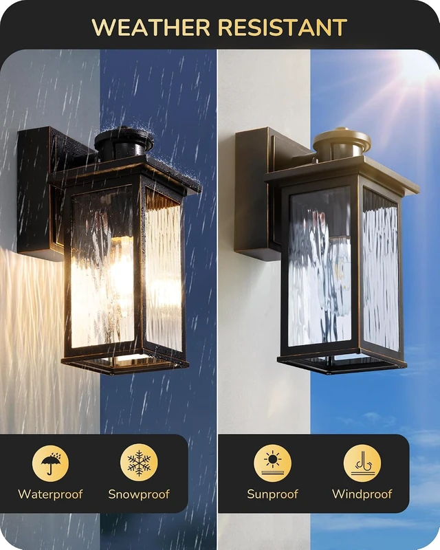 Alt view image 6 of 7 - EDISHINE Outdoor Wall Lights with GFCI Outlet, Motion Sensor Dusk to Dawn