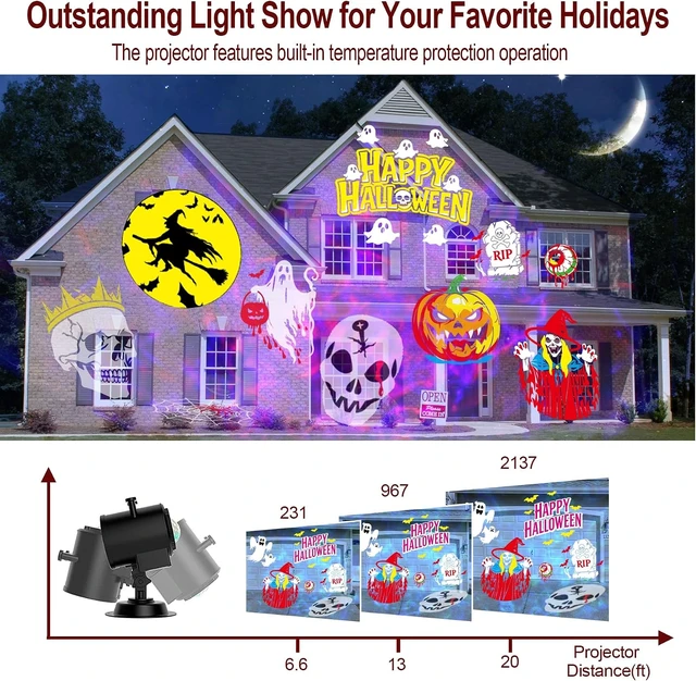 Alt view image 5 of 7 - 2026 Upgraded Halloween Projector, 8 Patterns (Ocean Wave & Patterns),8 Theme Waterproof Holiday Projector with Remote for Halloween,Christmas,Happy New Year