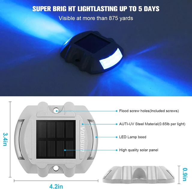 Alt view image 2 of 7 - VOLISUN Solar Deck Driveway Dock Lights,Solar Pathway Lights,Blue 8 Pack