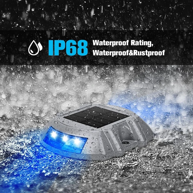 Alt view image 4 of 7 - VOLISUN Solar Deck Driveway Dock Lights,Solar Pathway Lights,Blue 8 Pack