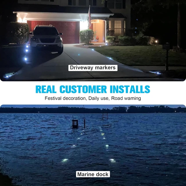 Alt view image 6 of 7 - VOLISUN Solar Deck Driveway Dock Lights,Solar Pathway Lights,Blue 8 Pack