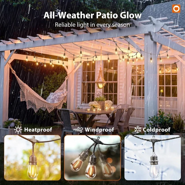 Alt view image 5 of 7 - addlon 100FT Outdoor String Lights with Remote Dimmable Waterproof Patio