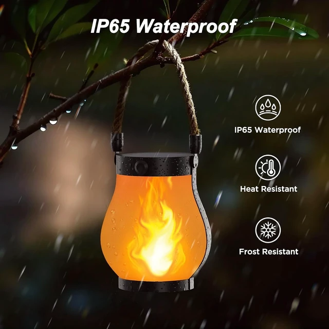 Alt view image 6 of 7 - Hompavo Gen2 Solar Lanterns Outdoor Waterproof with Ultra-Real Flame