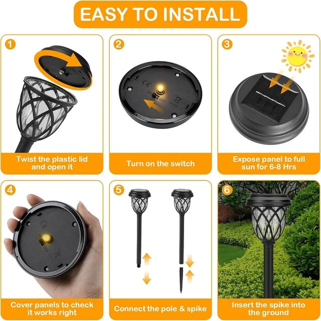 Alt view image 3 of 6 - Solar Lights Outdoor 12 Pack, IP65 Waterproof Garden Landscape Lighting for Patio Yard DrivewayWarm White