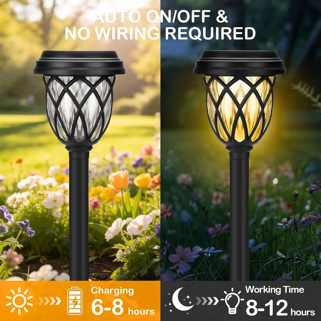 Alt view image 5 of 6 - Solar Lights Outdoor 12 Pack, IP65 Waterproof Garden Landscape Lighting for Patio Yard DrivewayWarm White