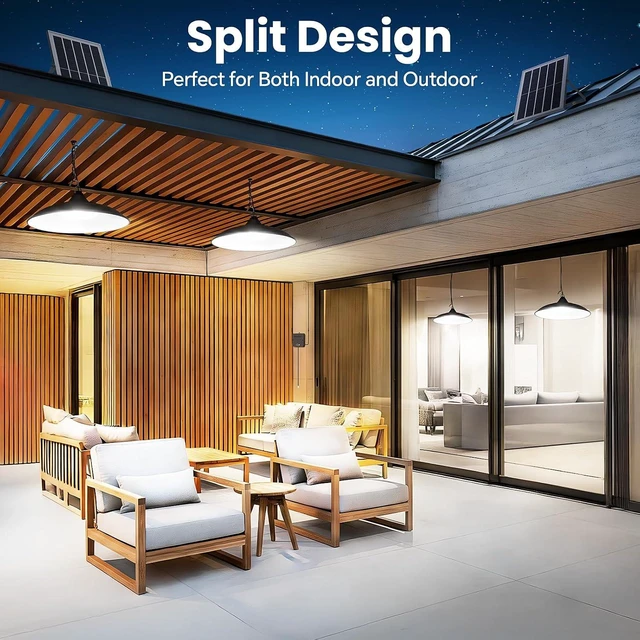 Alt view image 4 of 7 - Solar Shed Light Indoor Outdoor with Pull String Dual Lamp 2000LM 6500K