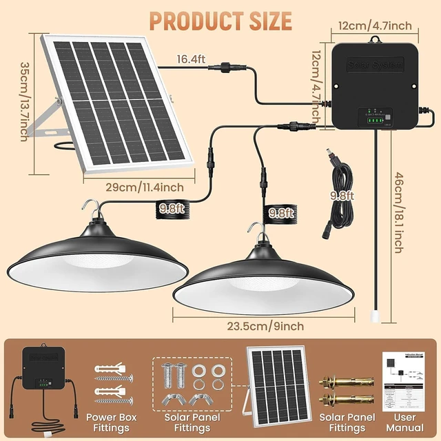 Alt view image 7 of 7 - Solar Shed Light Indoor Outdoor with Pull String Dual Lamp 2000LM 6500K