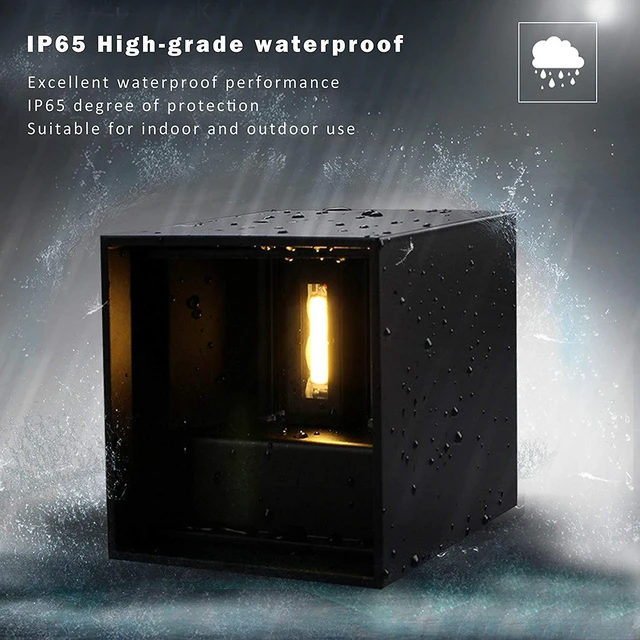 Alt view image 3 of 7 - LED Aluminum Cube Square Wall Sconce Waterproof Outdoor Light Exterior Wall Lights fixtuers 20W 100-277V 2800K-3000K Not dimmable Warm Light 2LEDS Black-20W Outdoor Larger Version