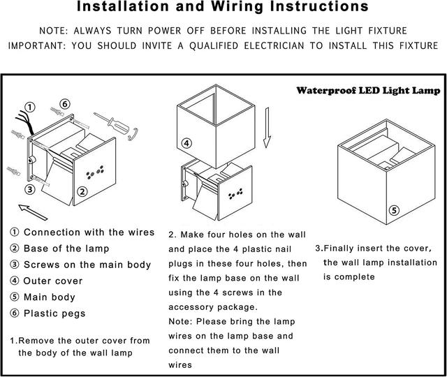 Alt view image 7 of 7 - LED Aluminum Cube Square Wall Sconce Waterproof Outdoor Light Exterior Wall Lights fixtuers 20W 100-277V 2800K-3000K Not dimmable Warm Light 2LEDS Black-20W Outdoor Larger Version