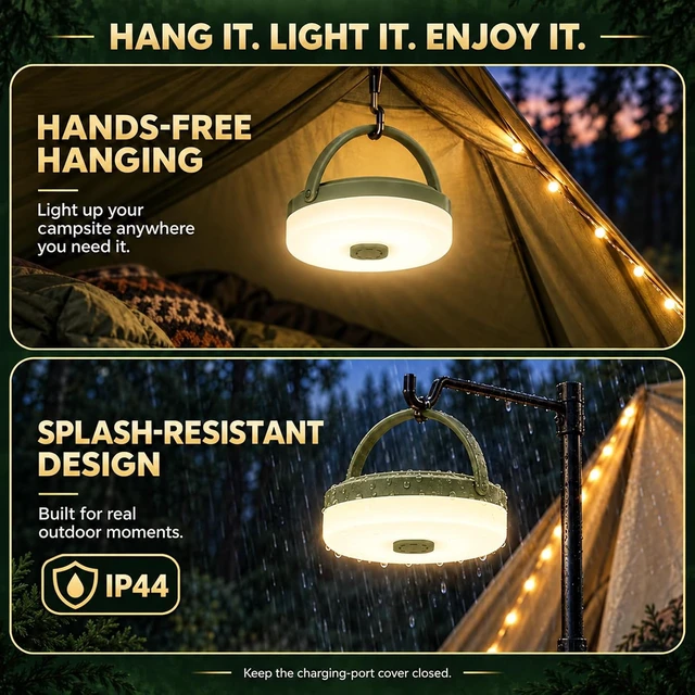 Alt view image 5 of 7 - Camping String Lights, 32.8FT Rechargeable with Storage Reel, 8 Modes