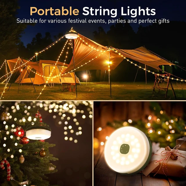 Alt view image 7 of 7 - Camping String Lights, 32.8FT Rechargeable with Storage Reel, 8 Modes