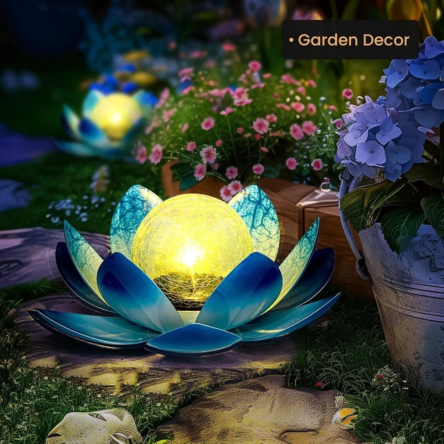 Alt view image 2 of 7 - GIGALUMI Solar Light Outdoor Garden Decor, Lotus Flower Light Waterproof