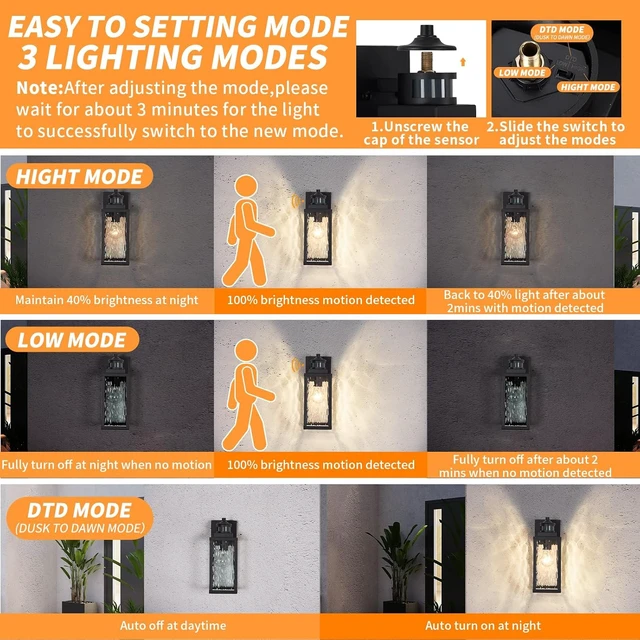 Alt view image 2 of 7 - 2 Pack Updated Dusk to Dawn Motion Sensor Outdoor Wall Light