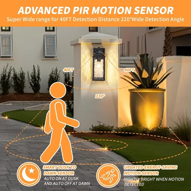 Alt view image 3 of 7 - 2 Pack Updated Dusk to Dawn Motion Sensor Outdoor Wall Light