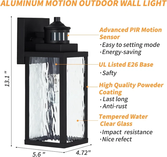 Alt view image 5 of 7 - 2 Pack Updated Dusk to Dawn Motion Sensor Outdoor Wall Light